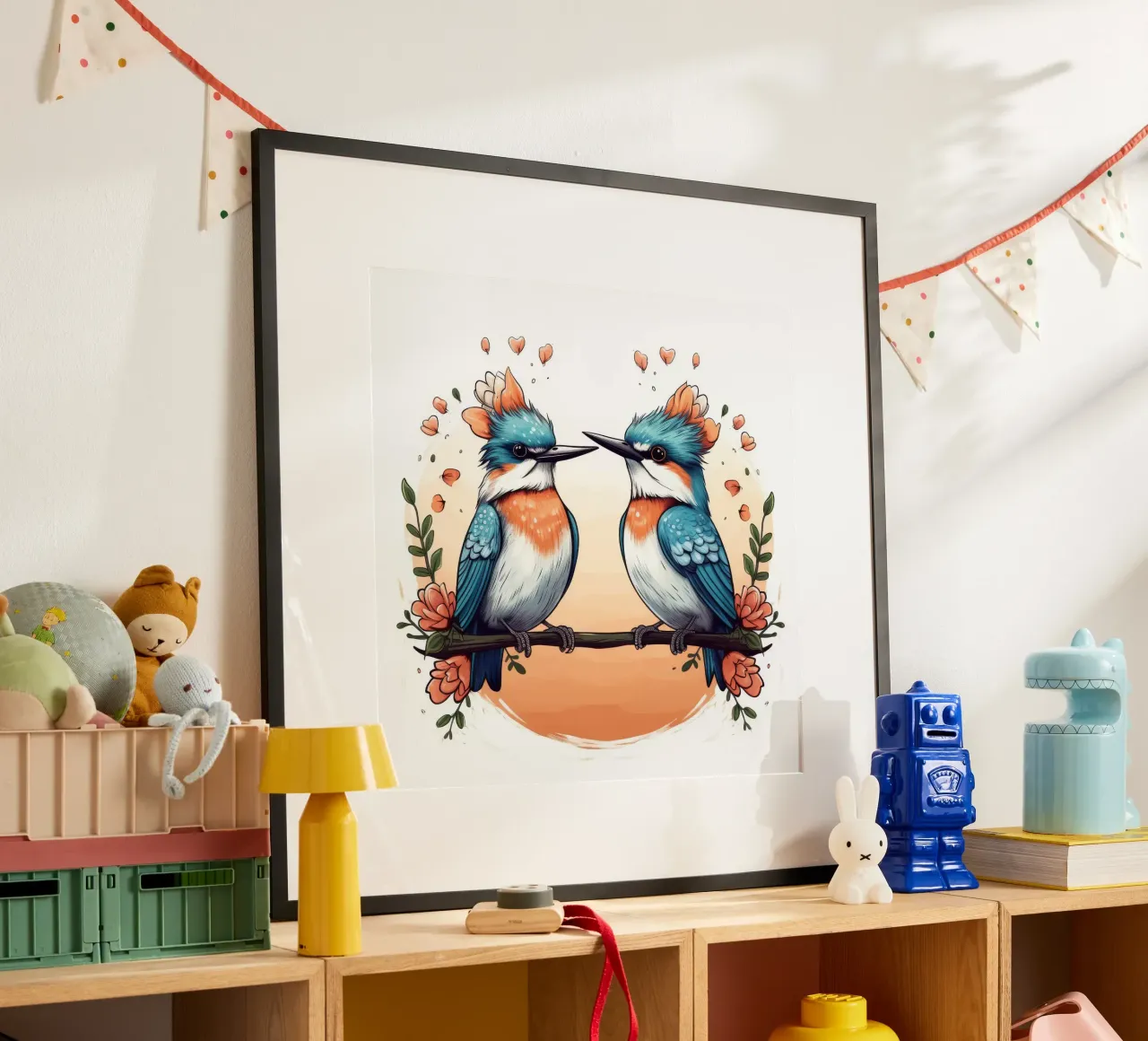 Retro Kingfisher Duo poster by Funny Animals