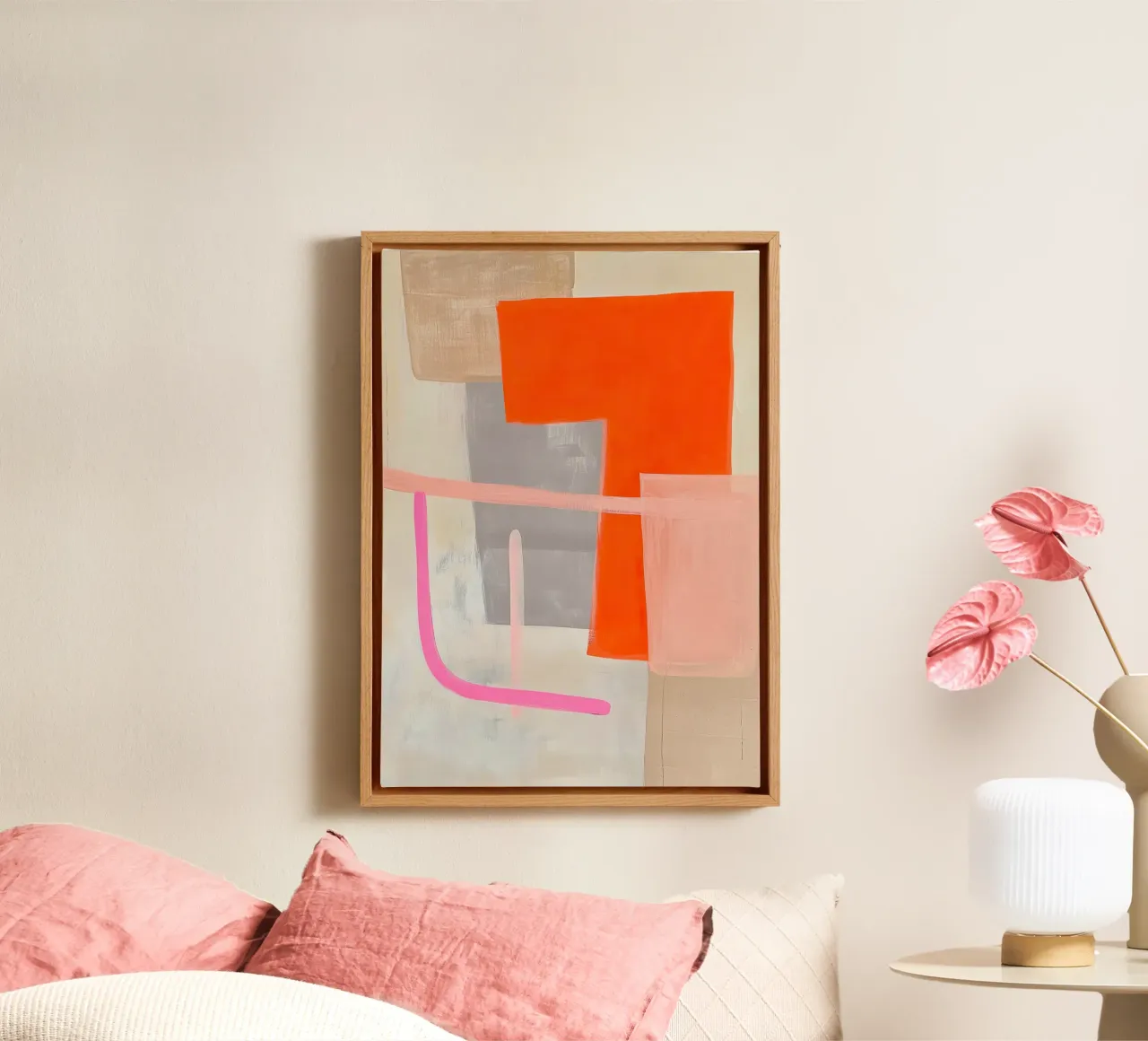 Balans in oranje en grijs canvas van Euphoria Theresa