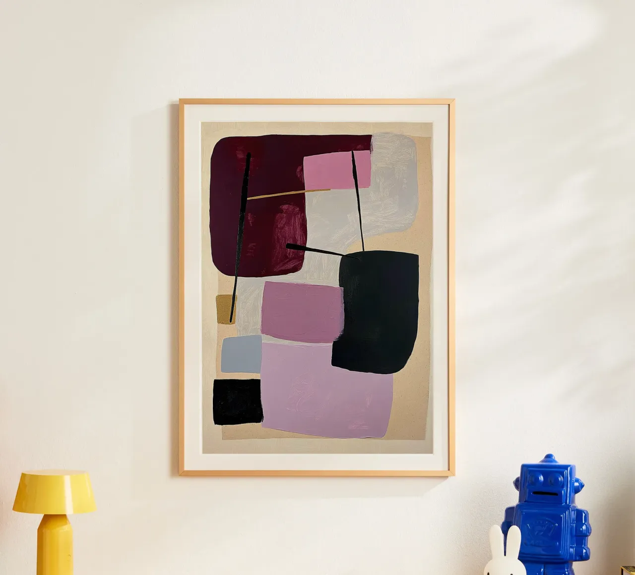 Stampa d'arte moderna di metà secolo - Geometrico e beige poster con telaio in plastica da Euphoria Theresa