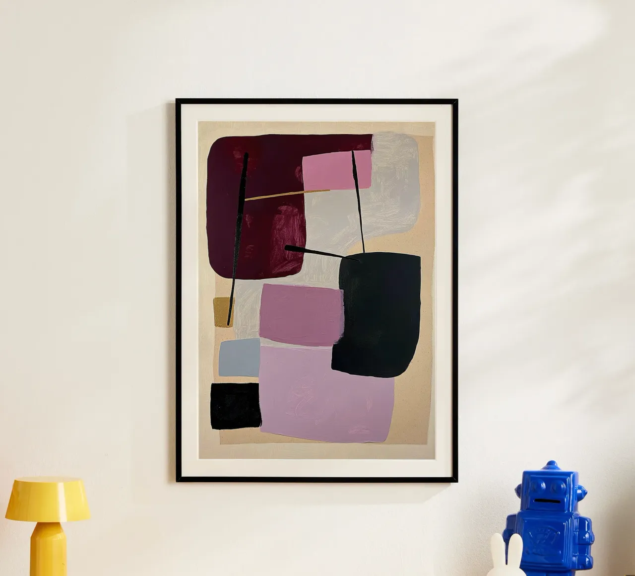 Stampa d'arte moderna di metà secolo - Geometrico e beige poster con telaio in plastica da Euphoria Theresa
