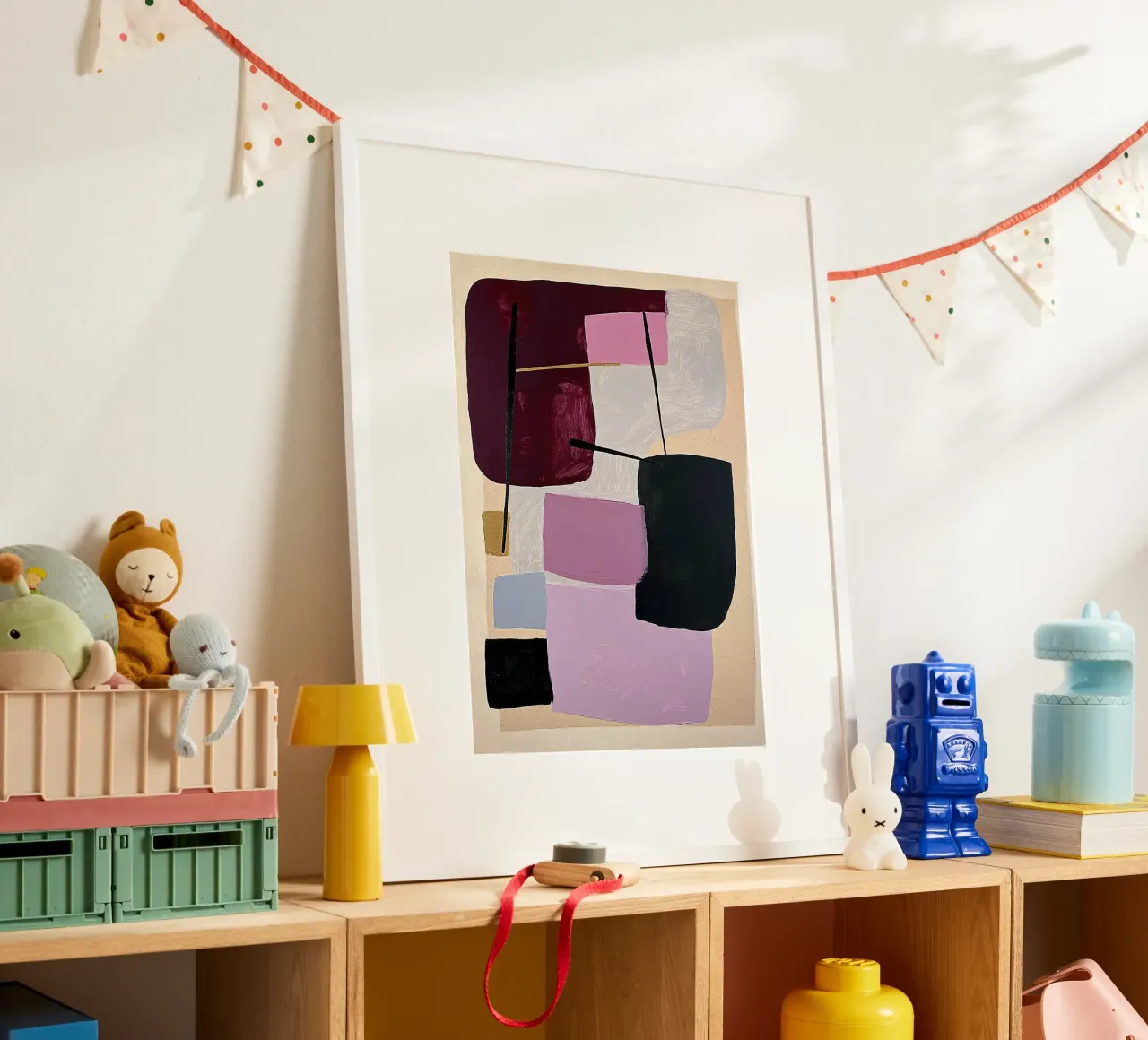 Stampa d'arte moderna di metà secolo - Geometrico e beige poster con telaio in plastica da Euphoria Theresa