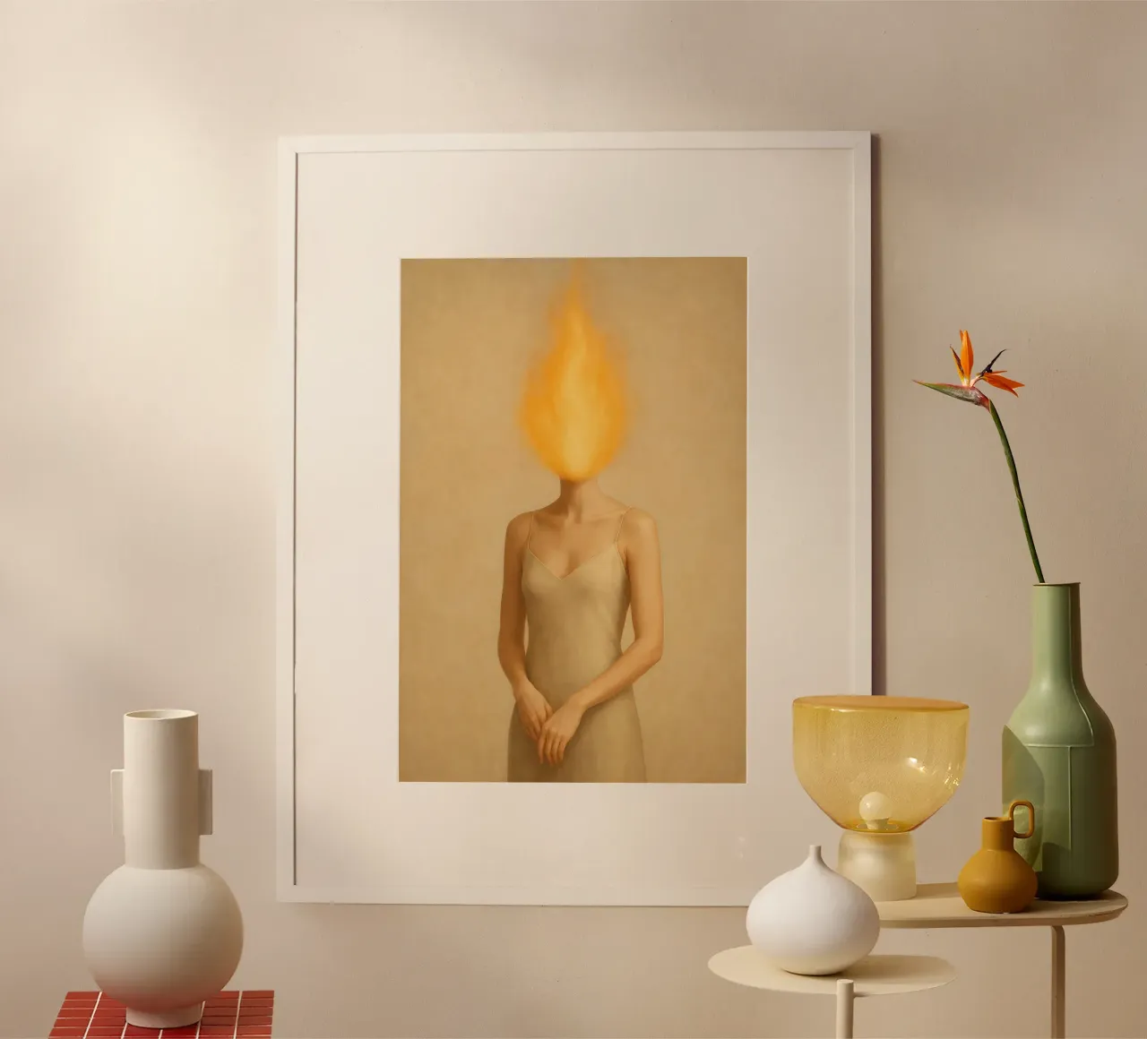 Fuoco interiore poster con telaio in legno da Mosaic Dialogue