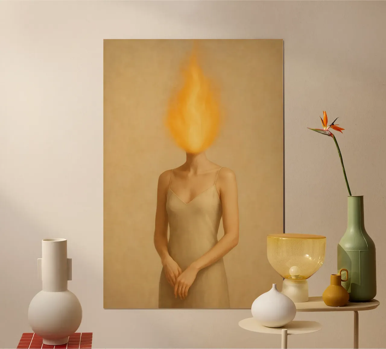 Fuoco interiore poster con telaio in legno da Mosaic Dialogue