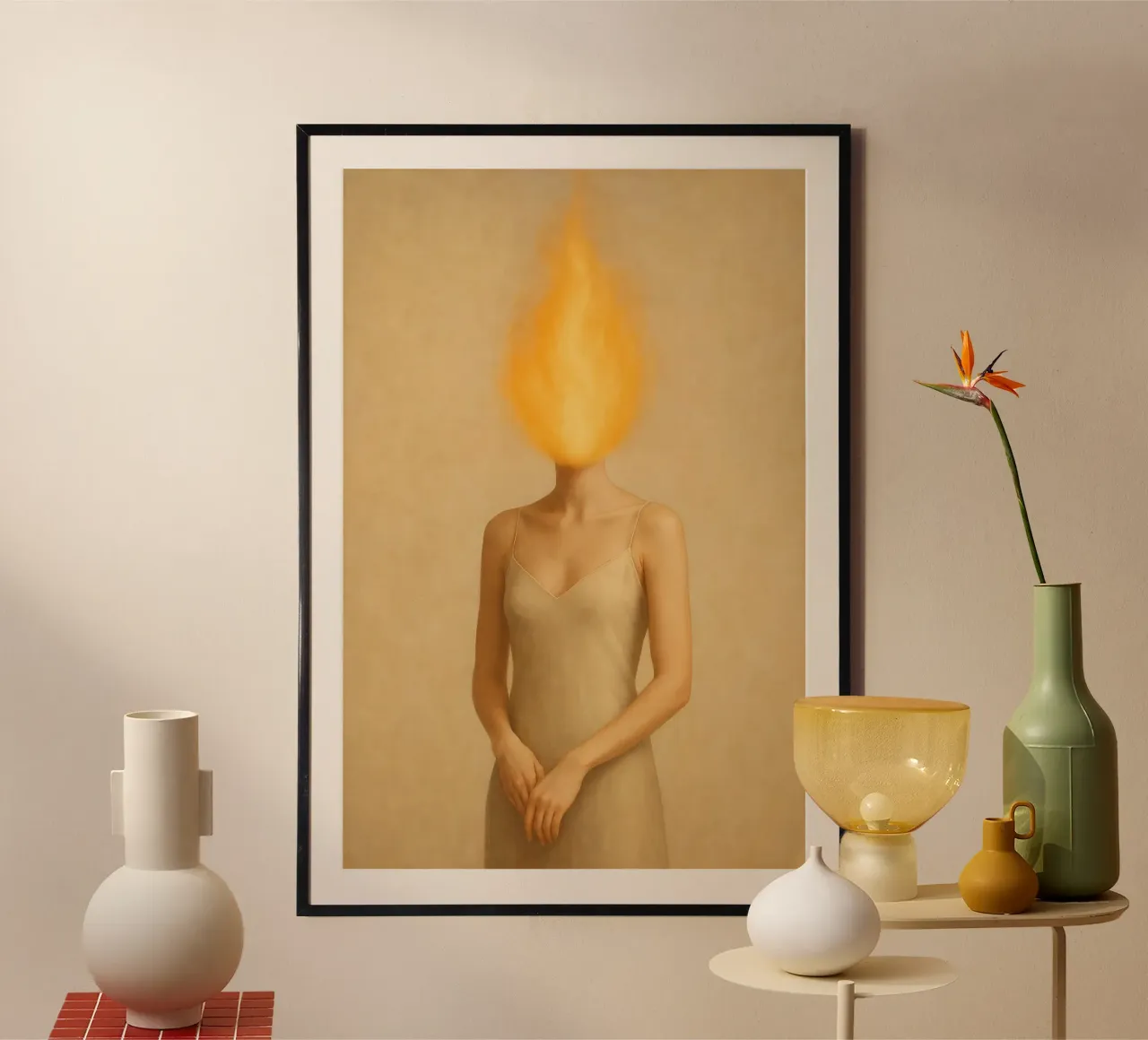 Fuoco interiore poster con telaio in legno da Mosaic Dialogue