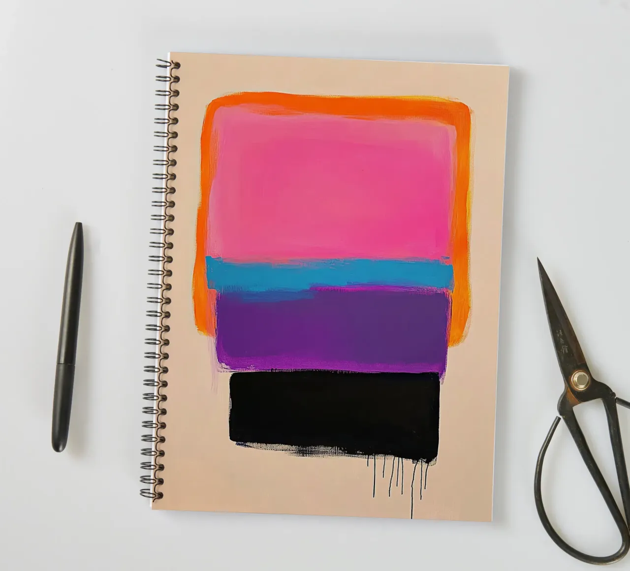 Modern composition - rectangles in colour on light beige spiral notebook by Euphoria Theresa