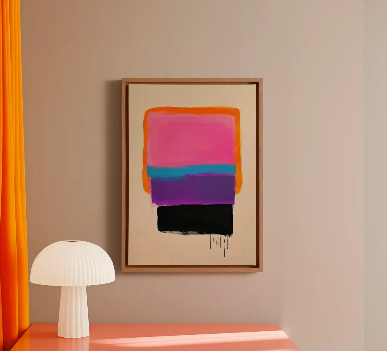 Modern composition - rectangles in colour on light beige canvas by Euphoria Theresa