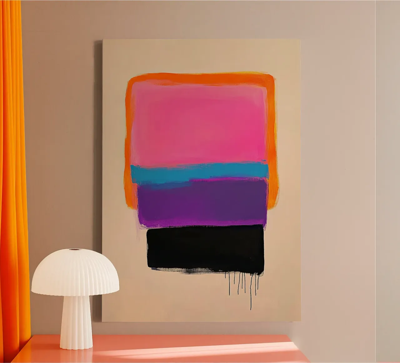 Modern composition - rectangles in colour on light beige canvas by Euphoria Theresa