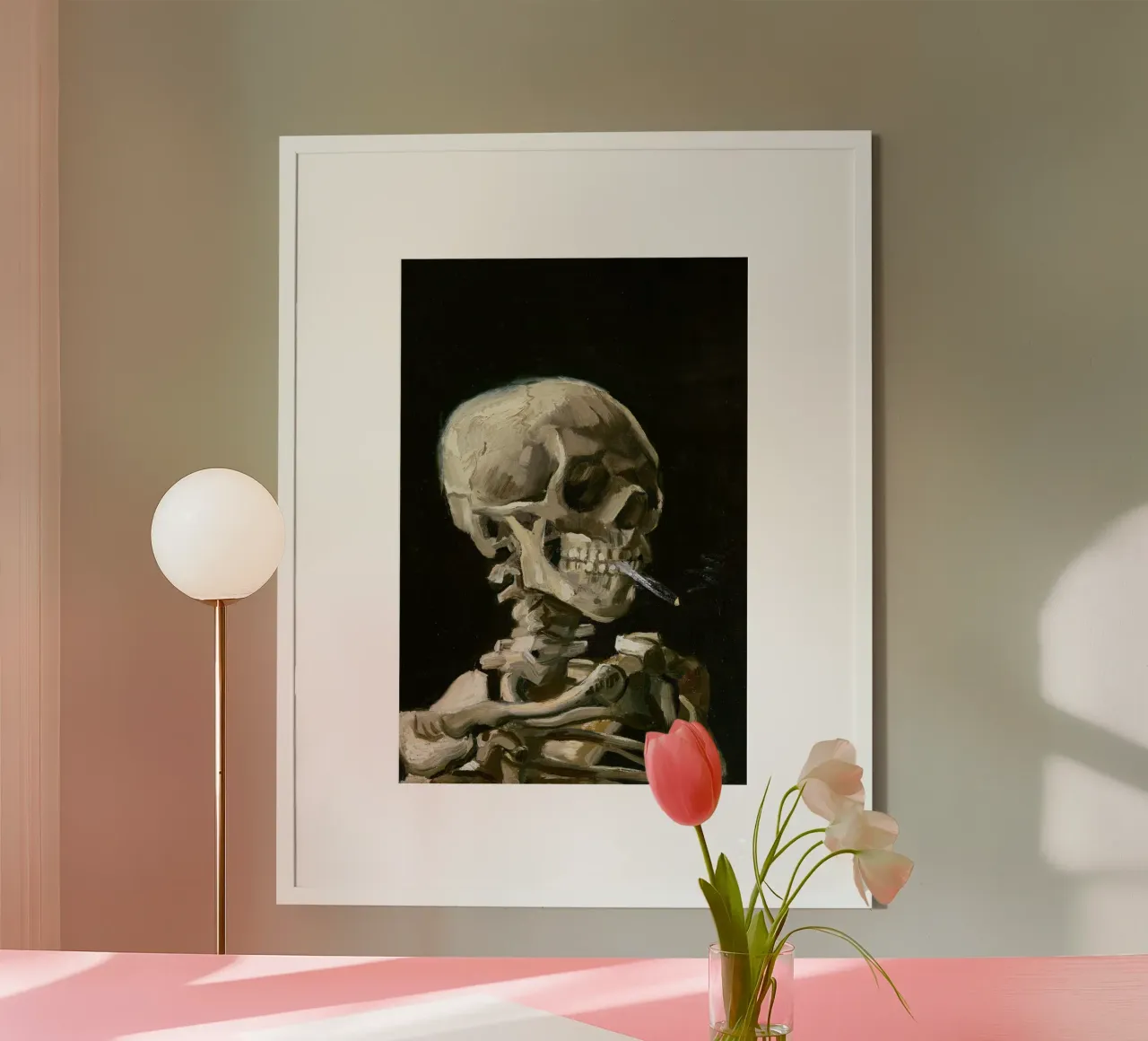 van Gogh - Tête de squelette avec une cigarette allumée poster de Old Masters