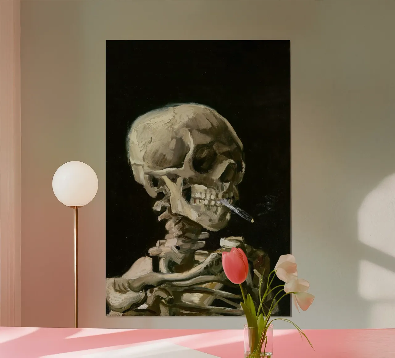 van Gogh - Tête de squelette avec une cigarette allumée poster de Old Masters