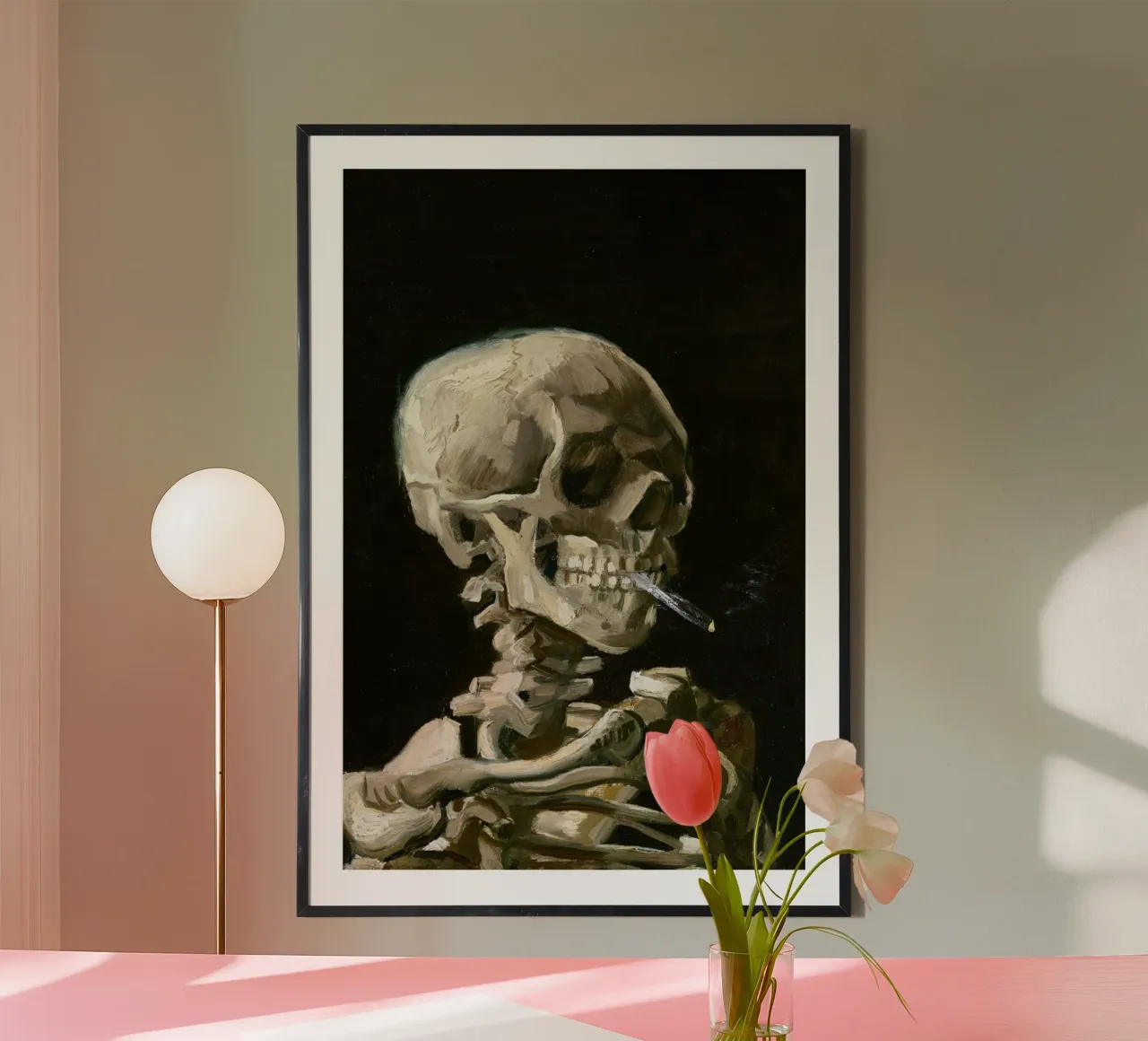 van Gogh - Tête de squelette avec une cigarette allumée poster de Old Masters