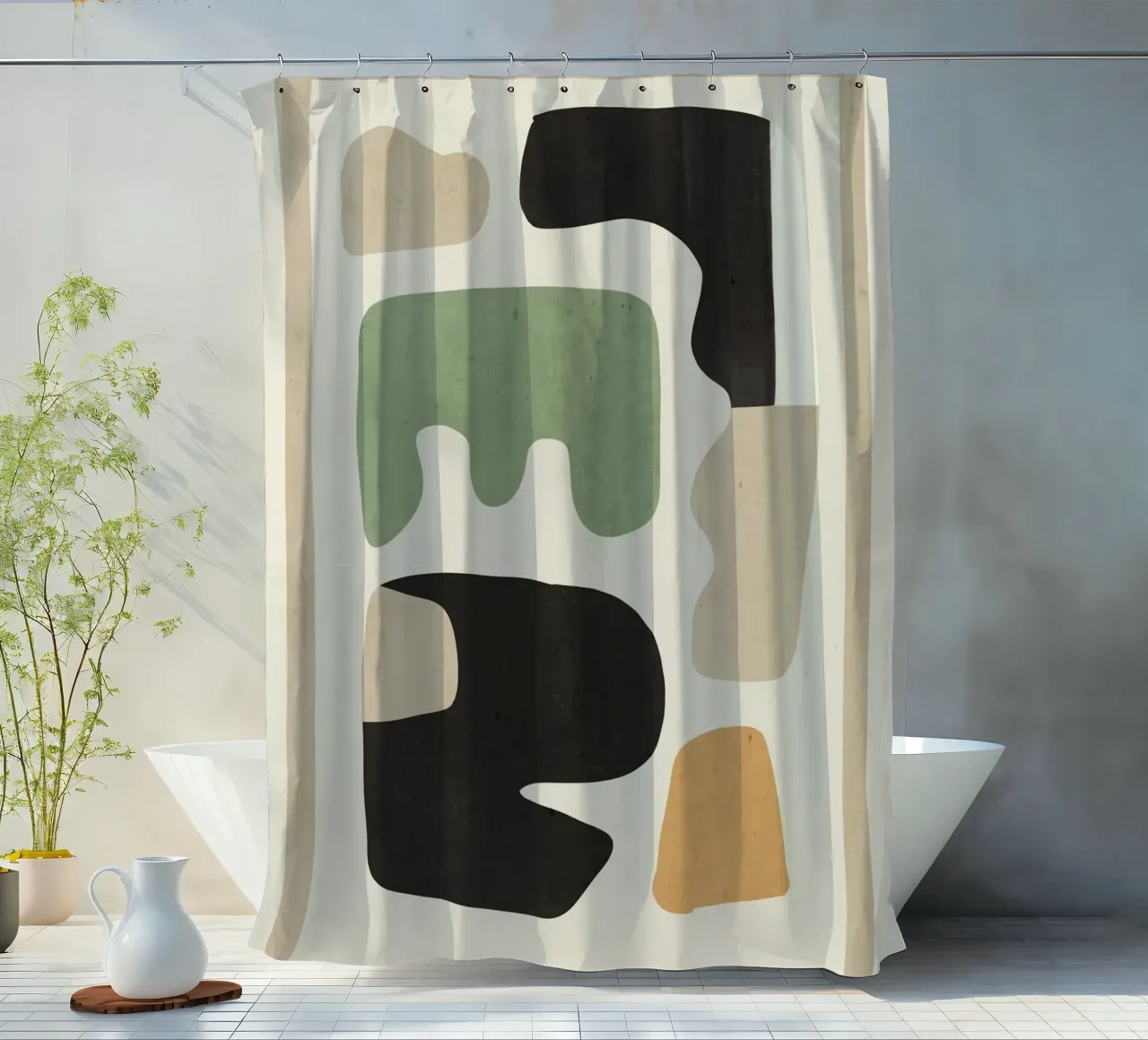 Modern Abstract Minimal Shapes 01 shower curtain by ThingDesign