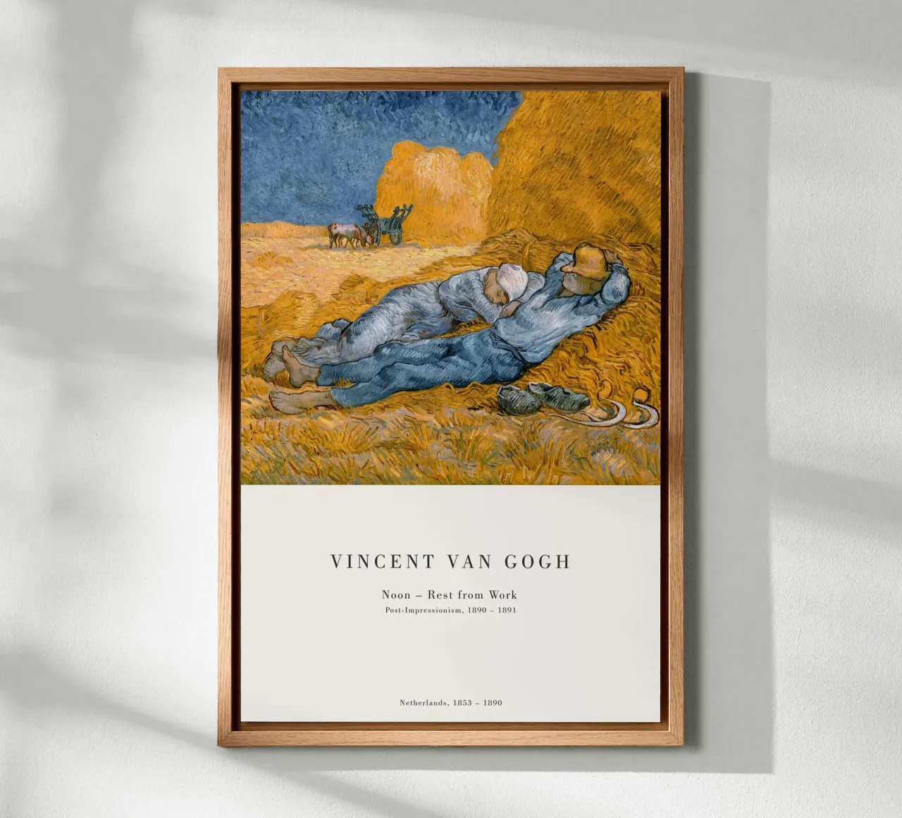 van Gogh - Break after work canvas with Floater frame by Old Masters
