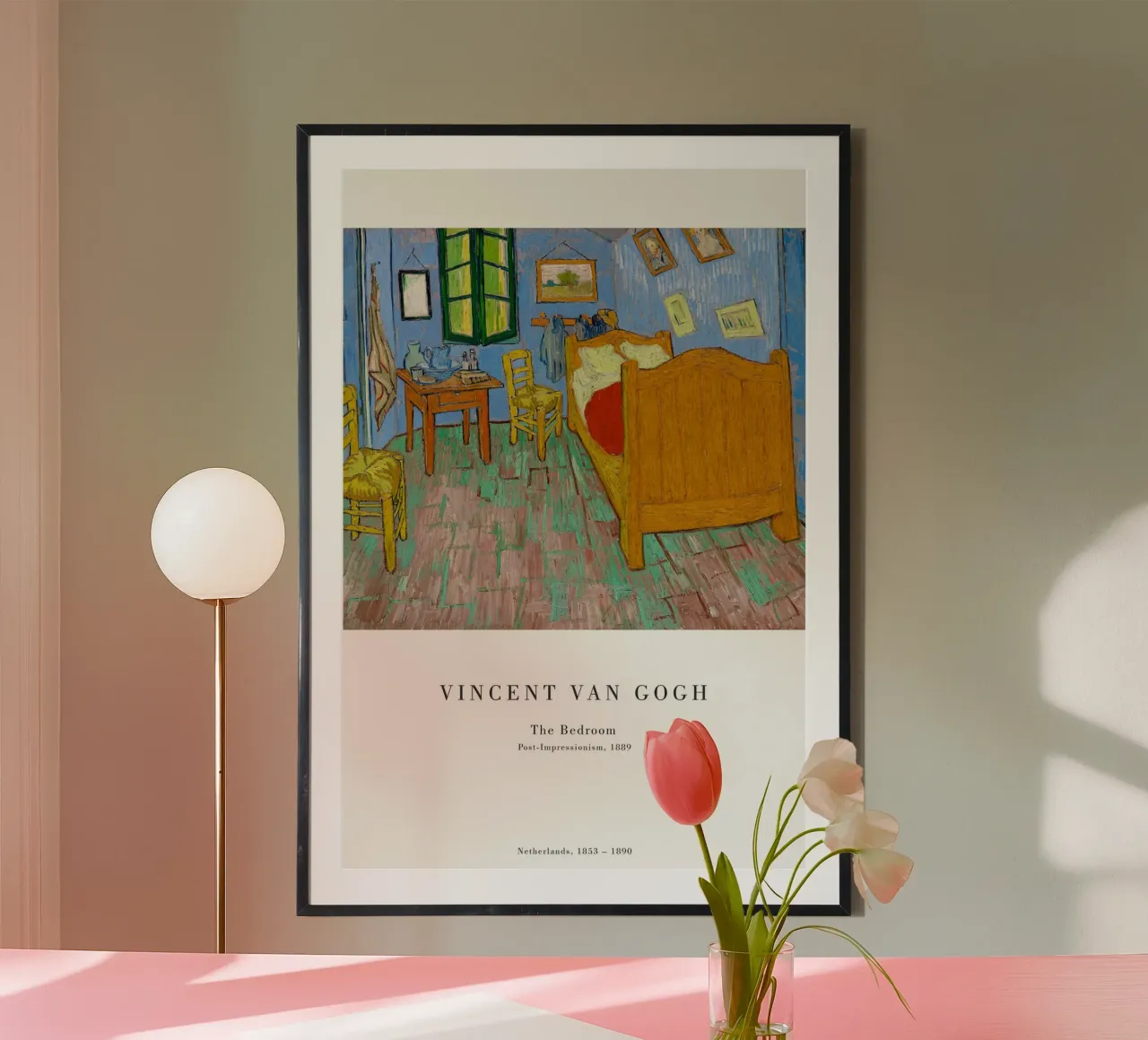 van Gogh - La camera da letto poster con telaio in alluminio da Old Masters