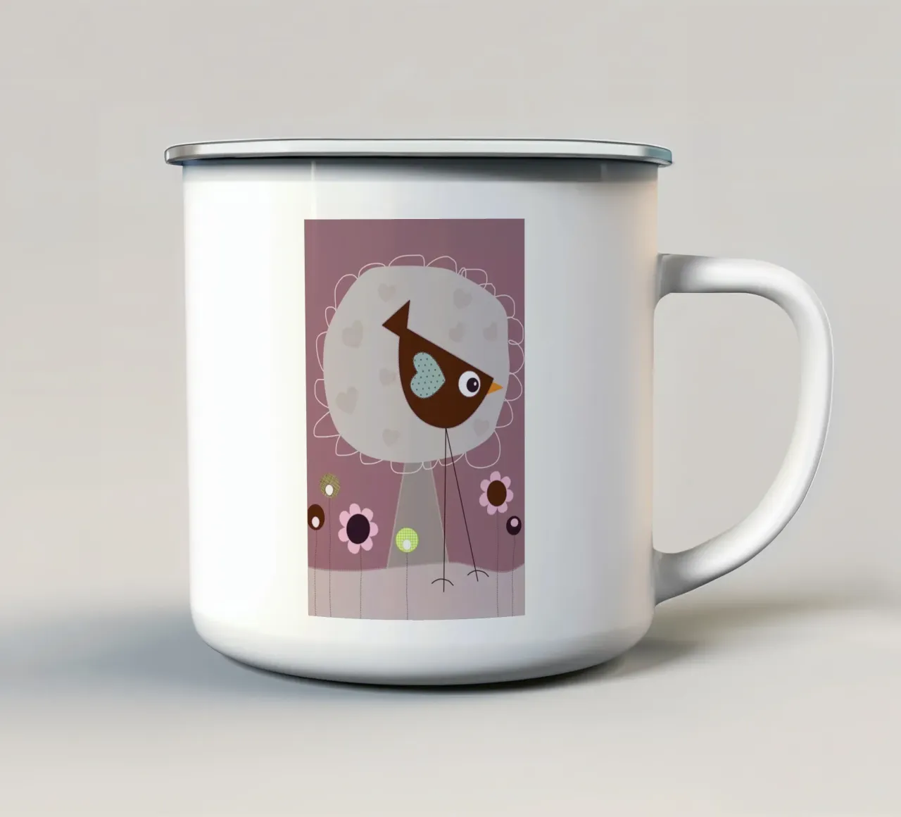 Lovely Bird Front of a House tazza in smalto da JaySan Studio