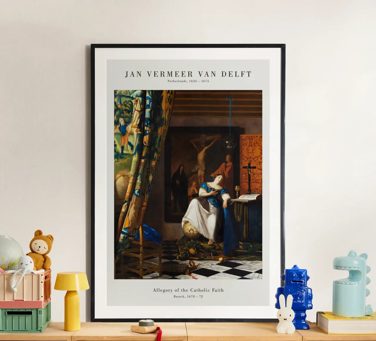 Jan Vermeer - Allegoria della fede cattolica poster con telaio in plastica da Old Masters