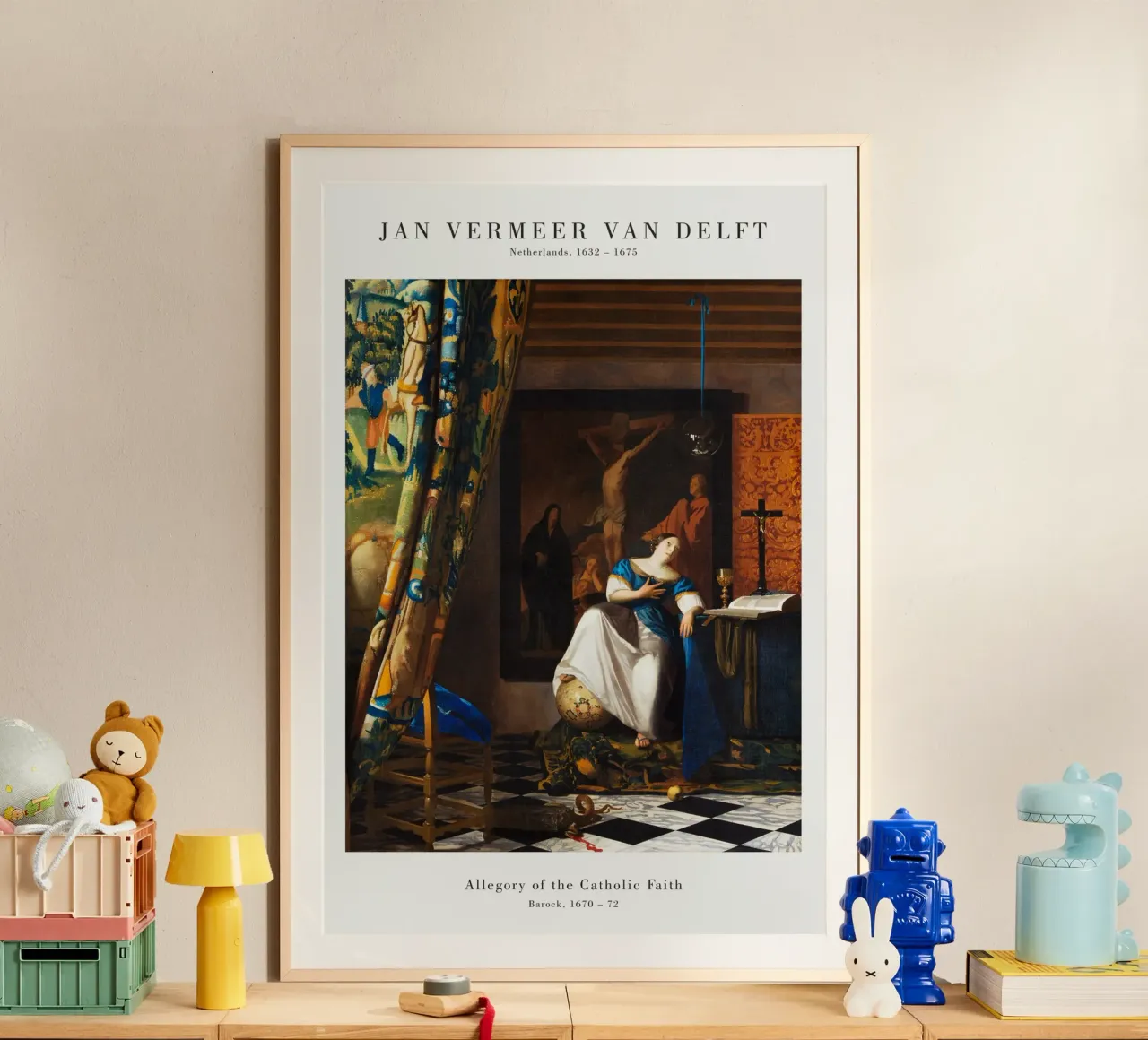 Jan Vermeer - Allegoria della fede cattolica poster con telaio in plastica da Old Masters
