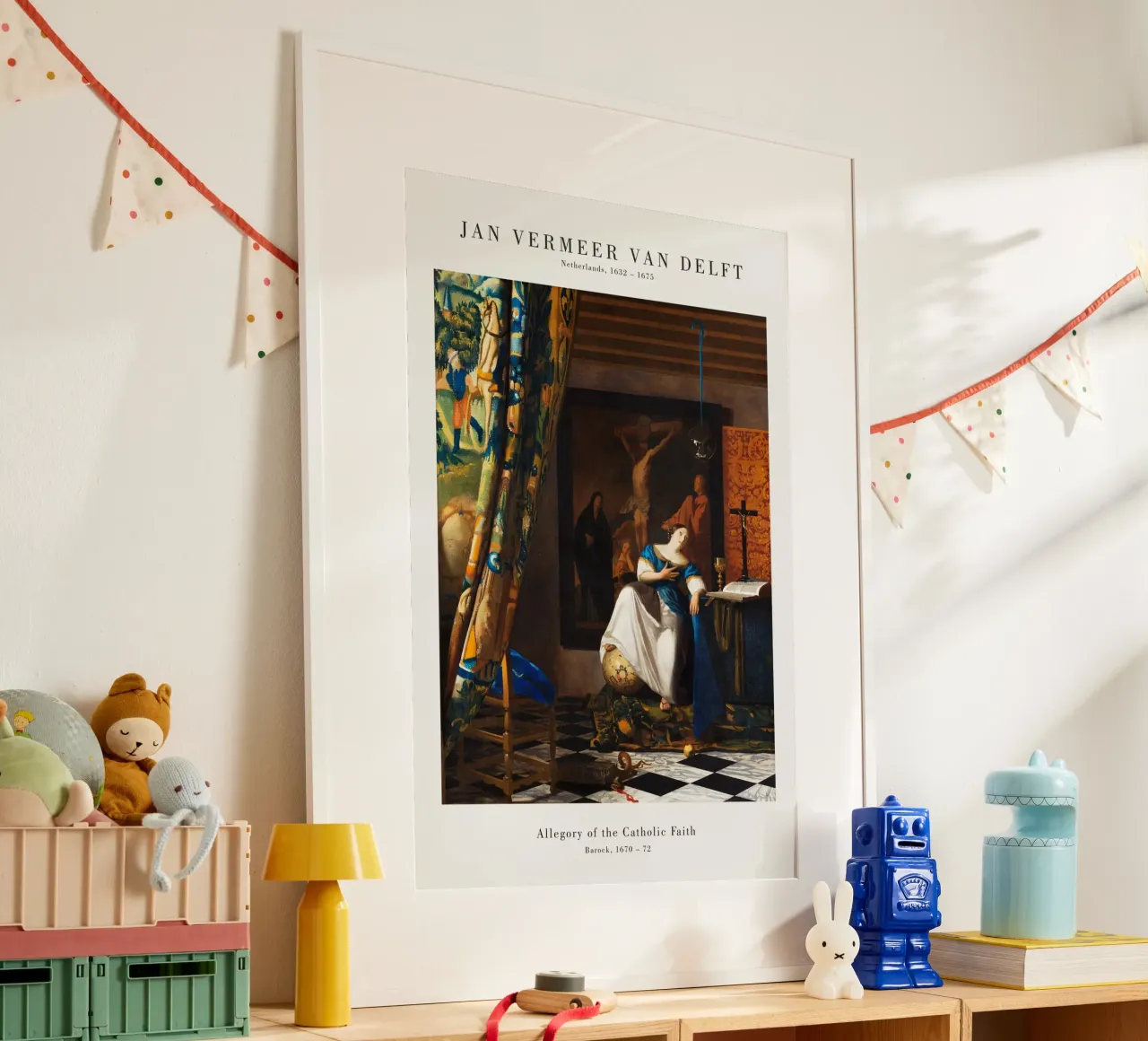 Jan Vermeer - Allegoria della fede cattolica poster con telaio in plastica da Old Masters