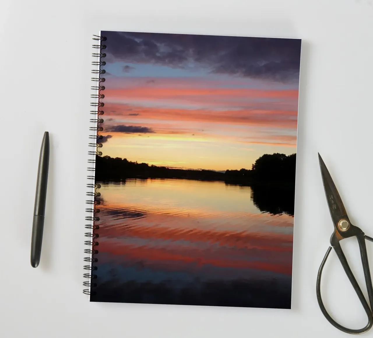 Sunset on the water spiral notebook by Massimo Frascogna