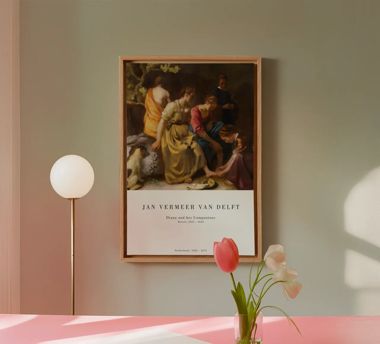 Jan Vermeer - Diana e i suoi compagni tela con Cornice a cassetta da Old Masters