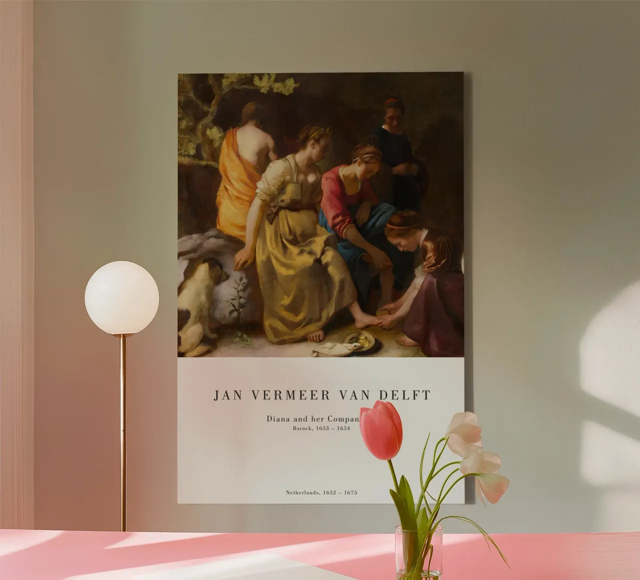 Jan Vermeer - Diana e i suoi compagni tela con Cornice a cassetta da Old Masters