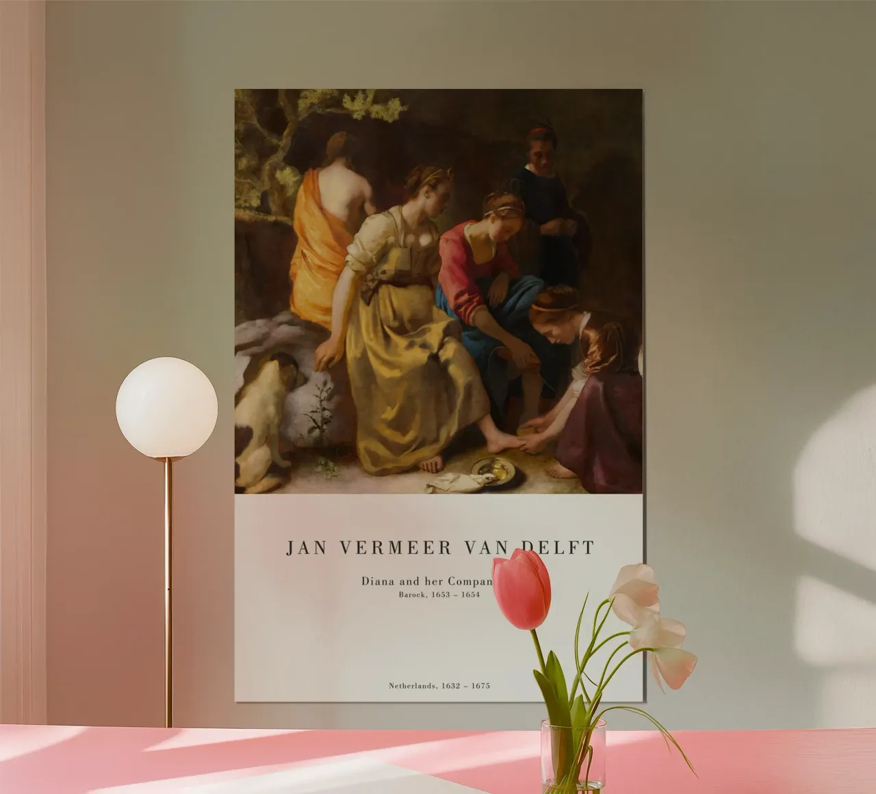 Jan Vermeer - Diana e i suoi compagni poster con telaio in plastica da Old Masters