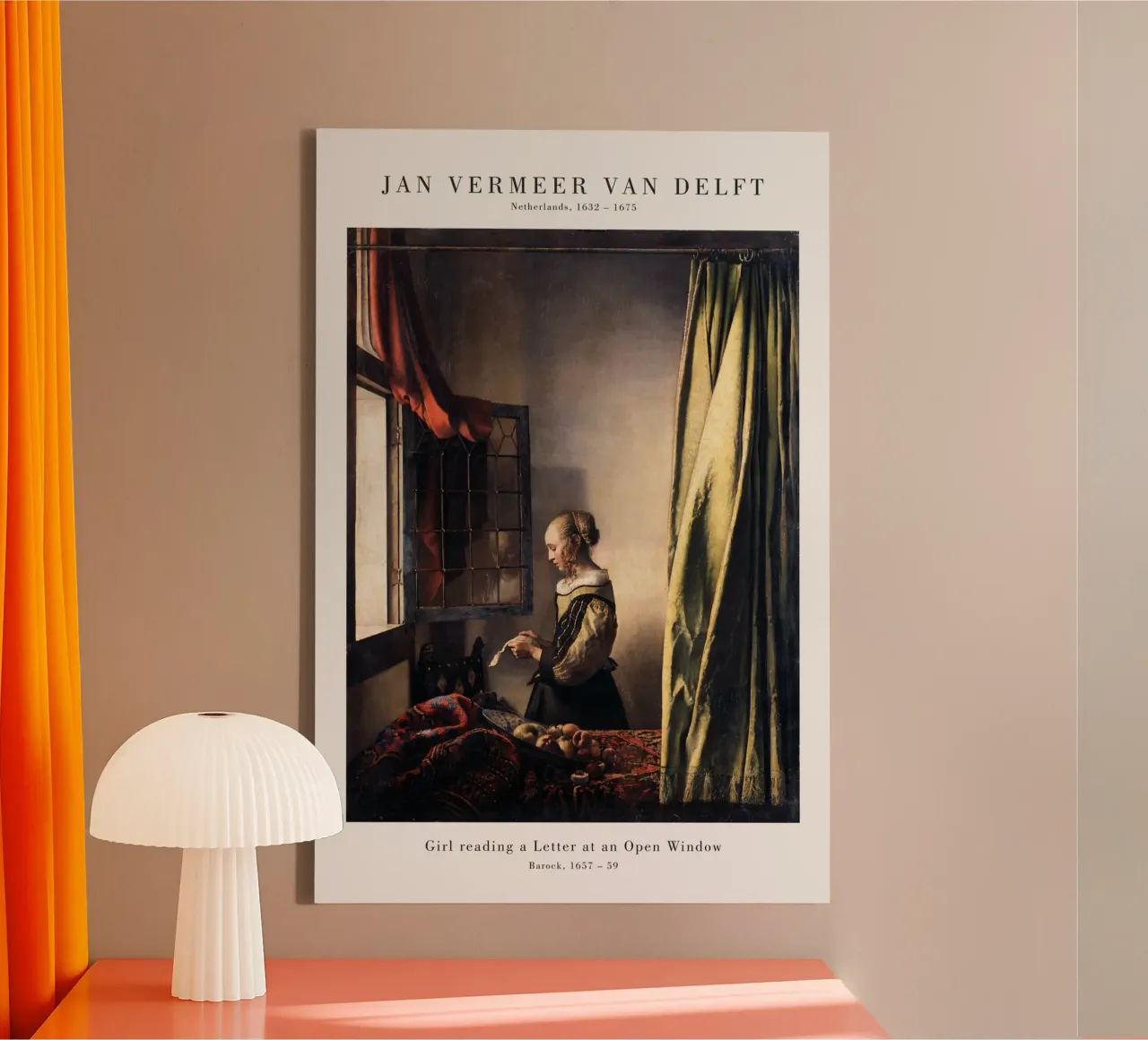 Jan Vermeer - Girl reading a Letter at an open Window canvas met Baklijst van Old Masters