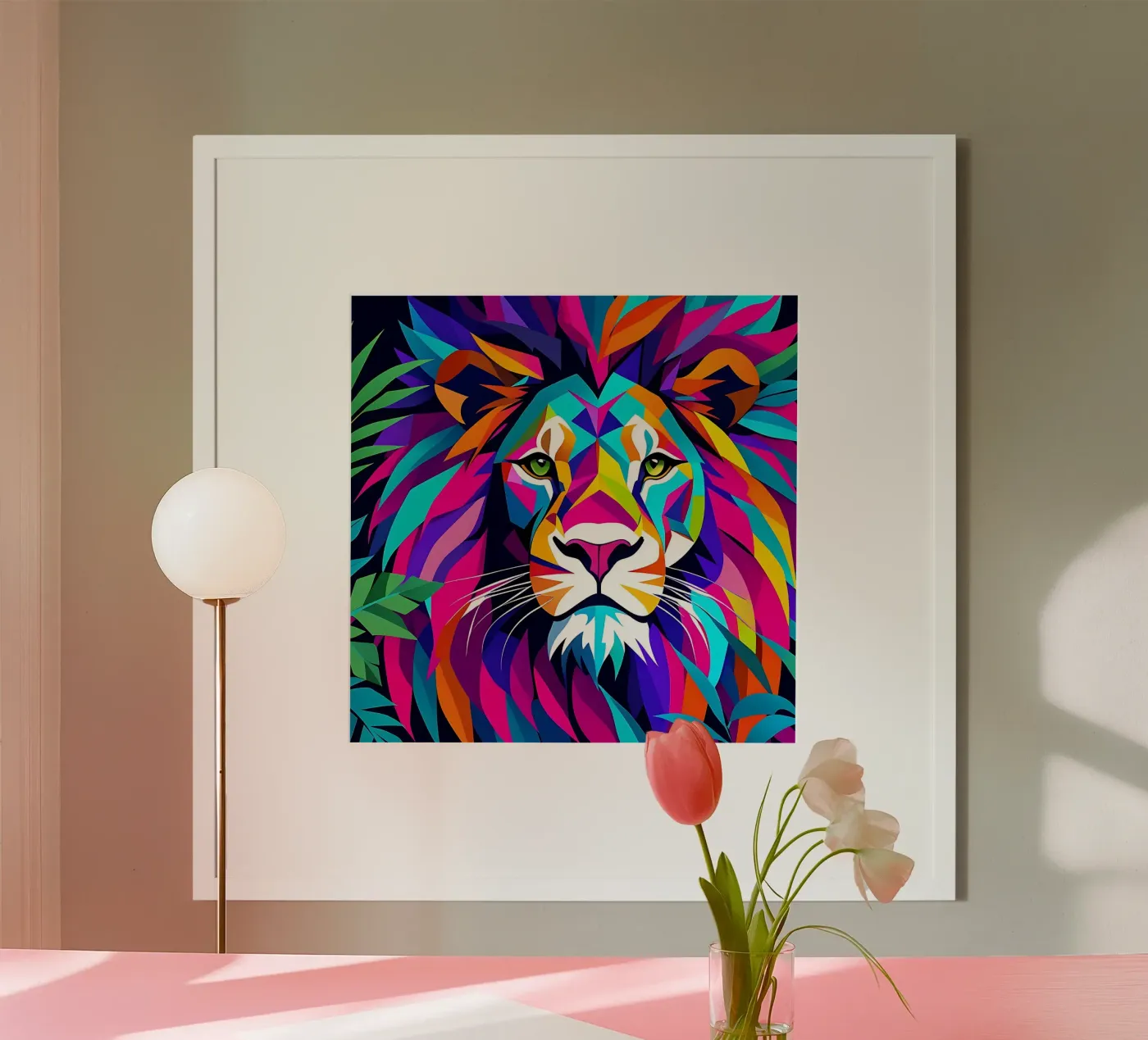 Leeuw_Stijl_E_1 poster van Tierisch bunt by LK