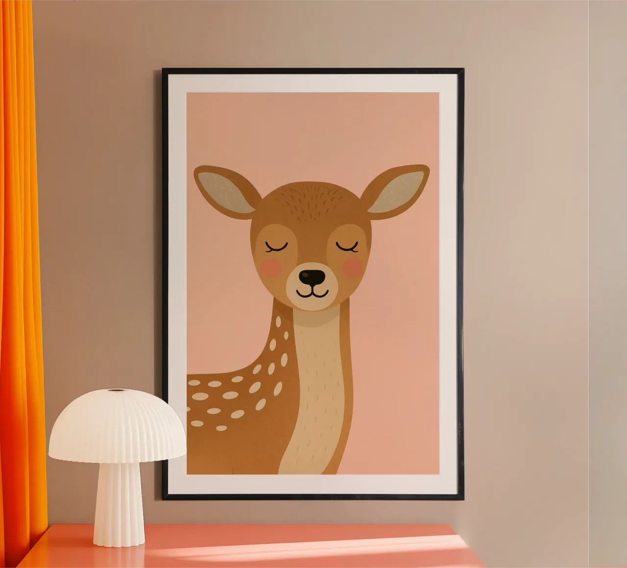 Arte murale del cerbiatto - Stampa della cameretta degli animali del bosco poster con telaio in plastica da Tiny Tails & Stripes