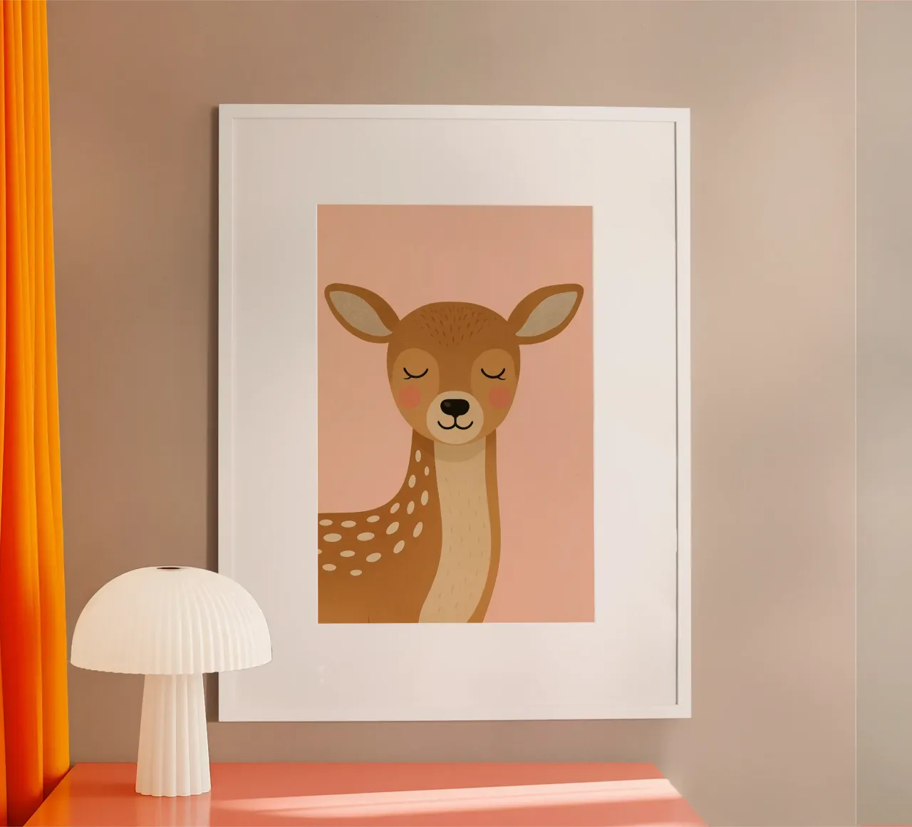 Arte murale del cerbiatto - Stampa della cameretta degli animali del bosco poster con telaio in plastica da Tiny Tails & Stripes
