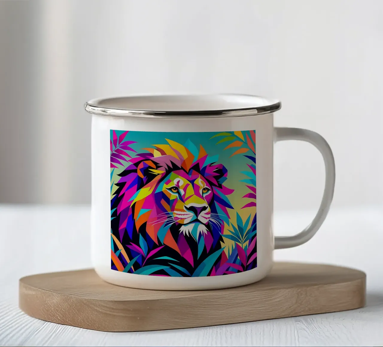 Stile_leone_E_2 tazza in smalto da Tierisch bunt by LK