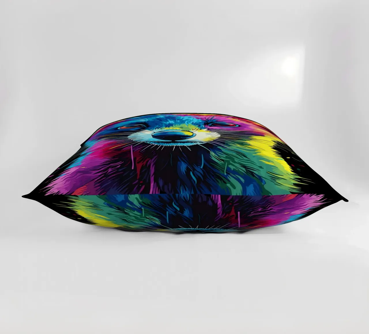 Donnola colorata dallo sguardo intenso cuscino da pixelbull - medieval art and more