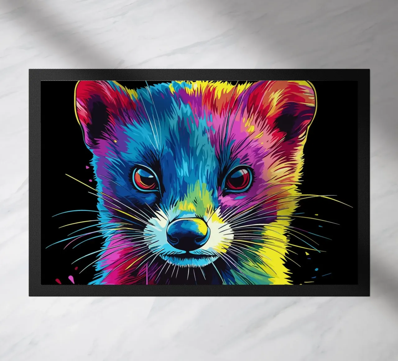 Donnola colorata dallo sguardo intenso zerbino da pixelbull - medieval art and more