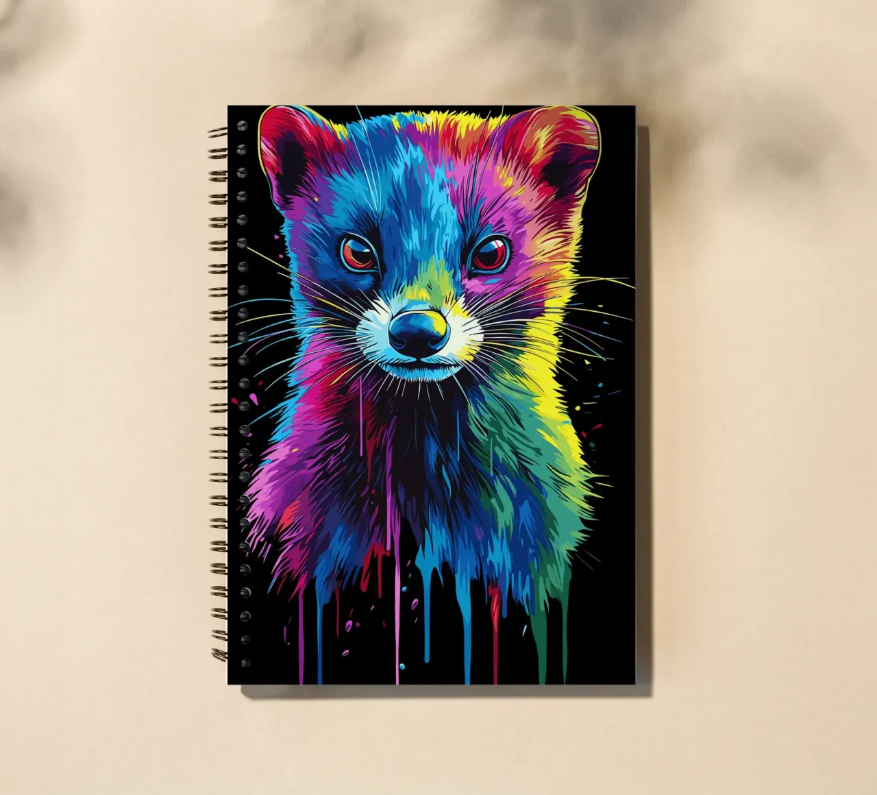 Colourful weasel with an intense gaze spiral notebook by pixelbull - medieval art and more