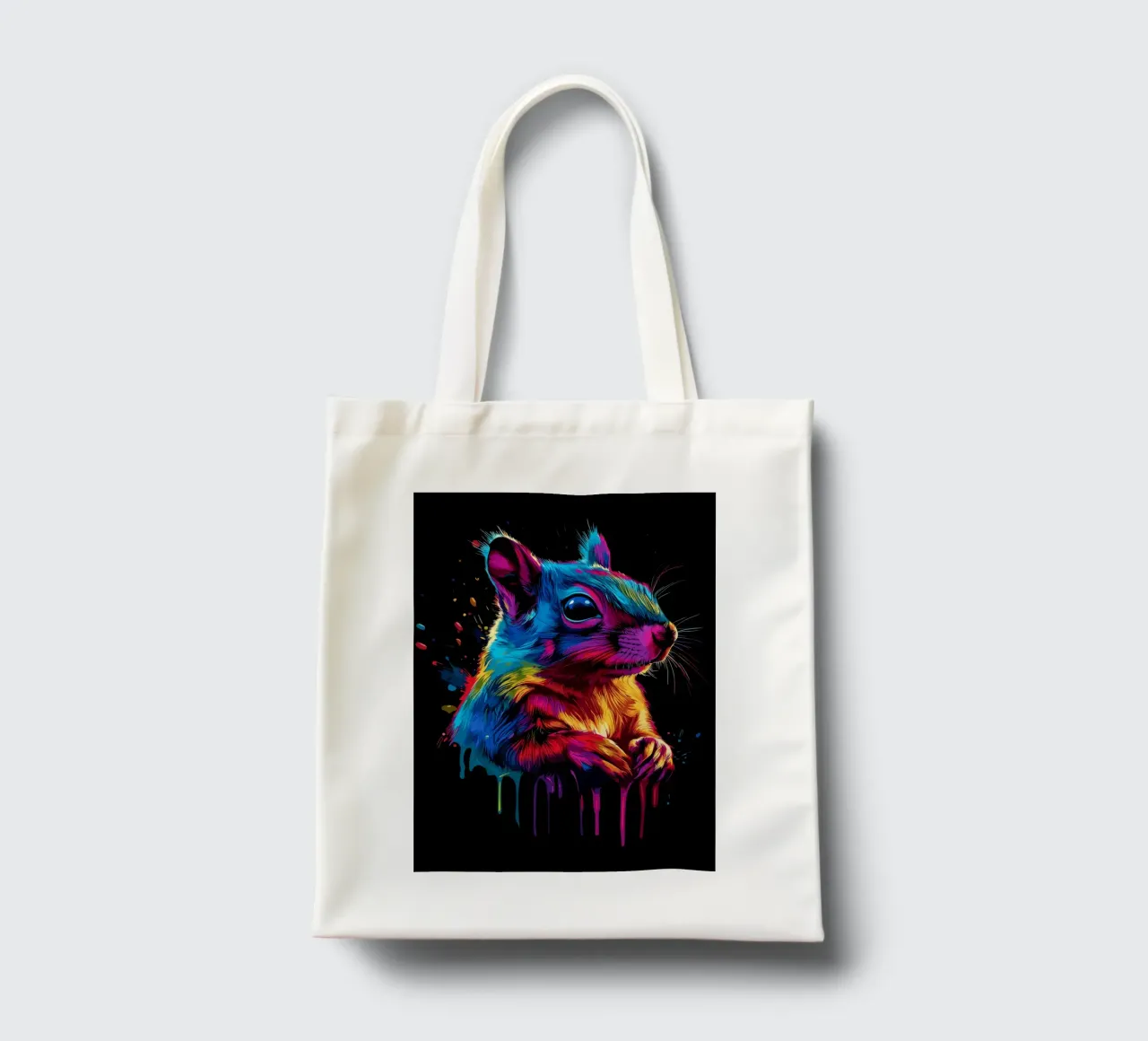 Scoiattolo variopinto in una frenesia di colori borsa in juta da pixelbull - medieval art and more