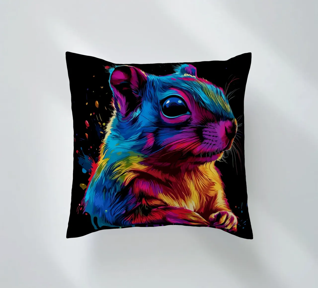 Scoiattolo variopinto in una frenesia di colori cuscino da pixelbull - medieval art and more