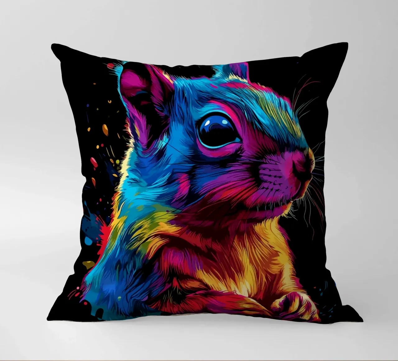 Scoiattolo variopinto in una frenesia di colori cuscino da pixelbull - medieval art and more