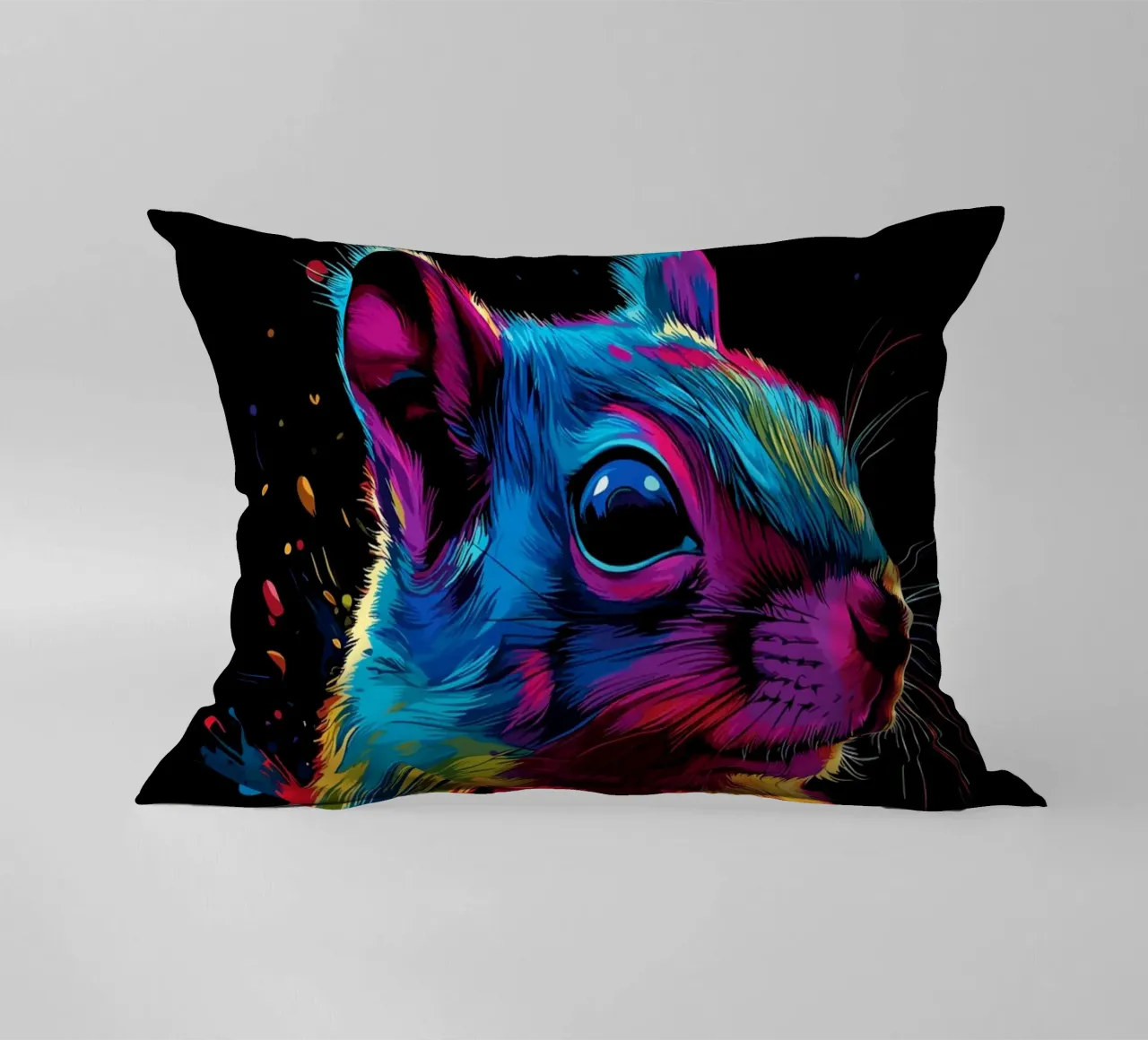 Scoiattolo variopinto in una frenesia di colori cuscino da pixelbull - medieval art and more