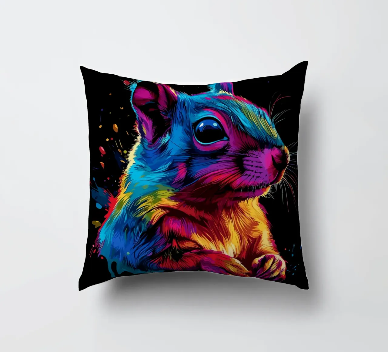 Scoiattolo variopinto in una frenesia di colori cuscino da pixelbull - medieval art and more