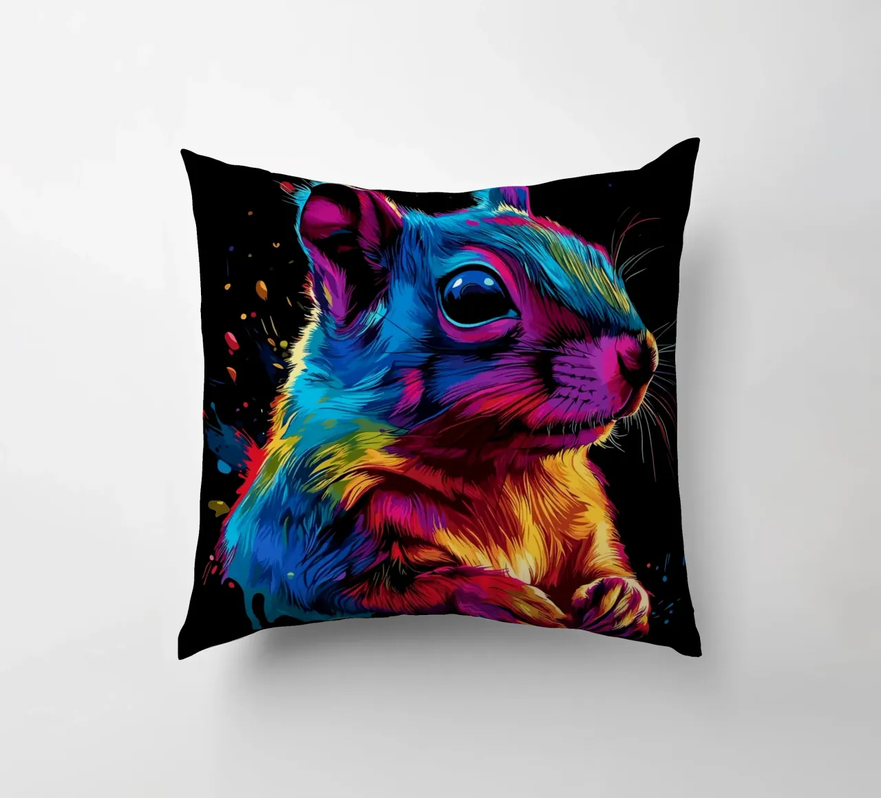 Scoiattolo variopinto in una frenesia di colori cuscino da pixelbull - medieval art and more