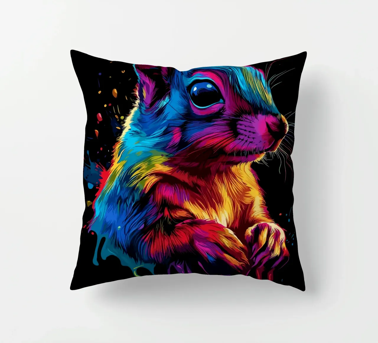 Scoiattolo variopinto in una frenesia di colori cuscino da pixelbull - medieval art and more