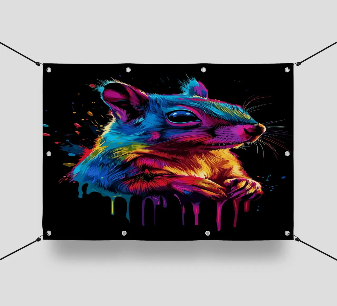 Scoiattolo variopinto in una frenesia di colori telo in pvc da pixelbull - medieval art and more