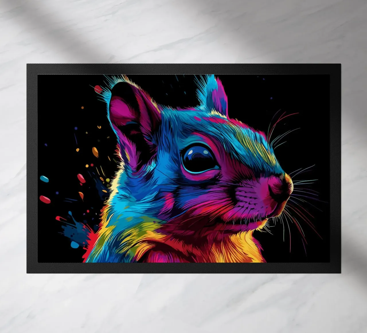 Scoiattolo variopinto in una frenesia di colori zerbino da pixelbull - medieval art and more