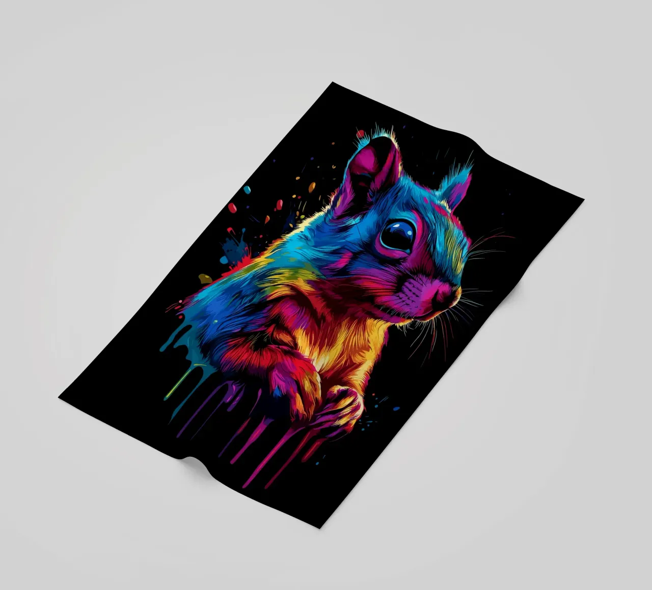 Scoiattolo variopinto in una frenesia di colori telo mare da pixelbull - medieval art and more