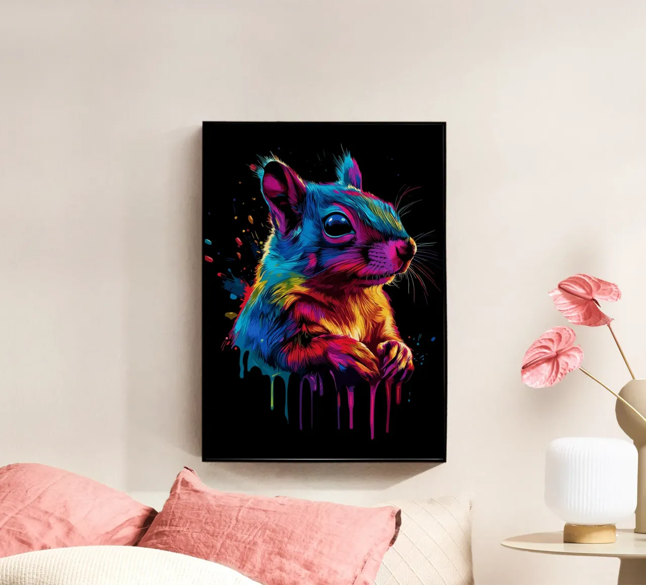 Scoiattolo variopinto in una frenesia di colori plexiglass da pixelbull - medieval art and more