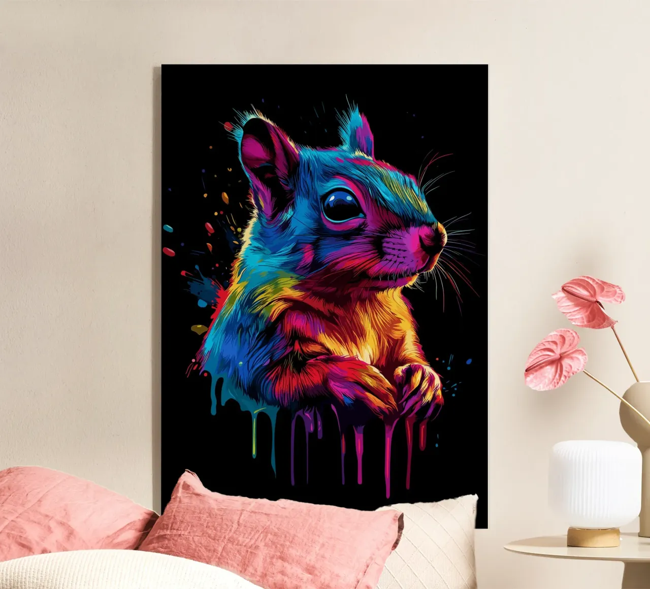 Scoiattolo variopinto in una frenesia di colori plexiglass da pixelbull - medieval art and more