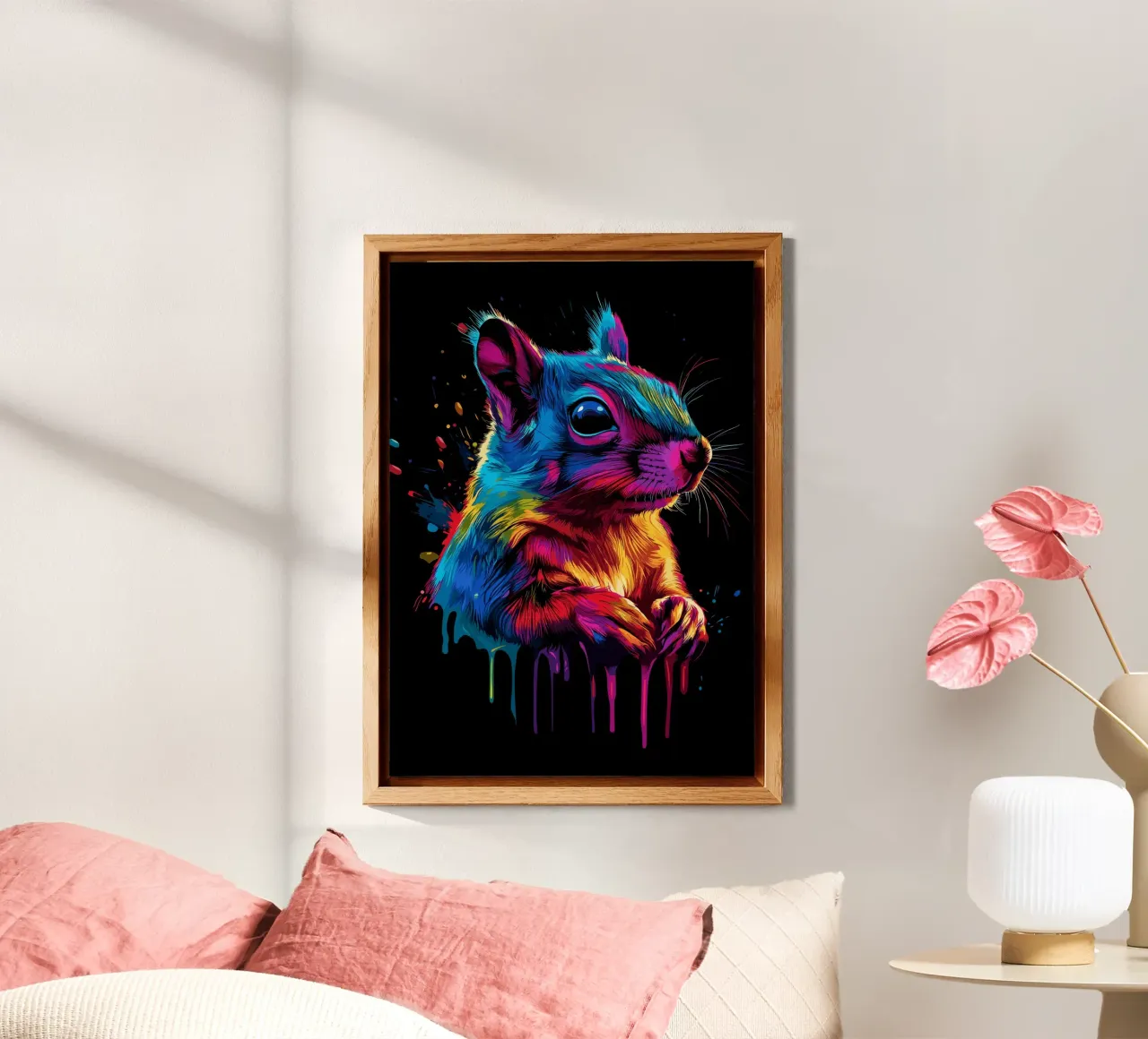 Scoiattolo variopinto in una frenesia di colori alluminio dibond da pixelbull - medieval art and more