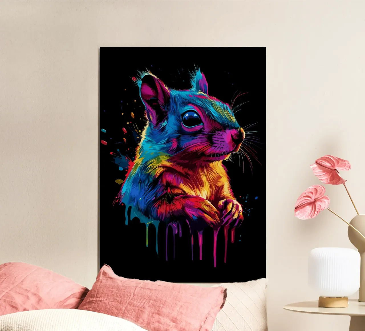 Scoiattolo variopinto in una frenesia di colori alluminio dibond da pixelbull - medieval art and more