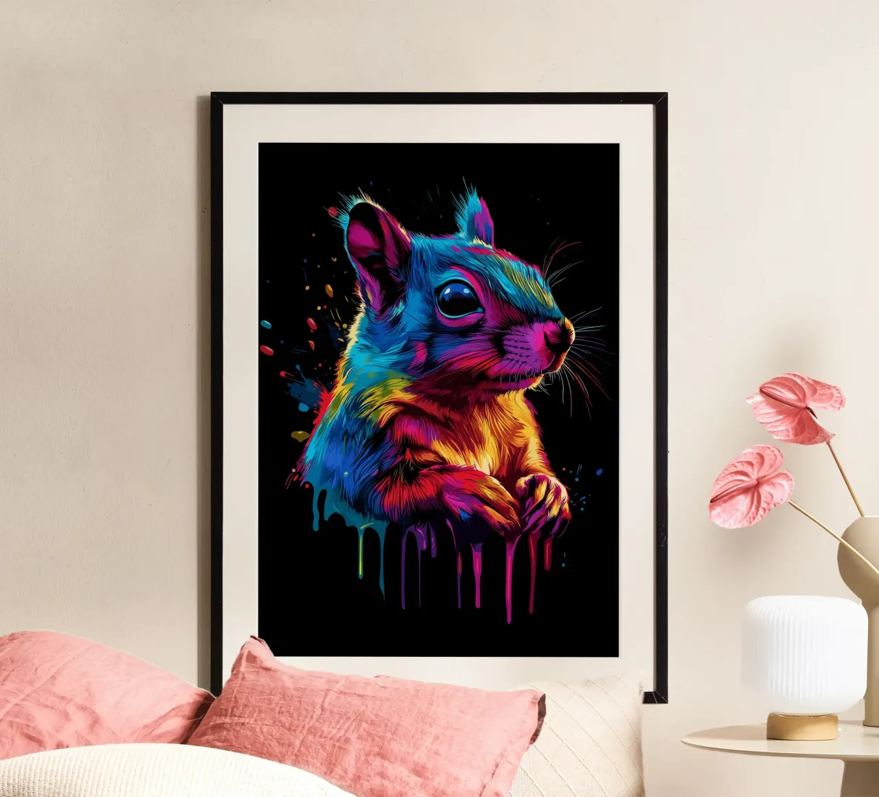 Scoiattolo variopinto in una frenesia di colori carta hahnemühle da pixelbull - medieval art and more