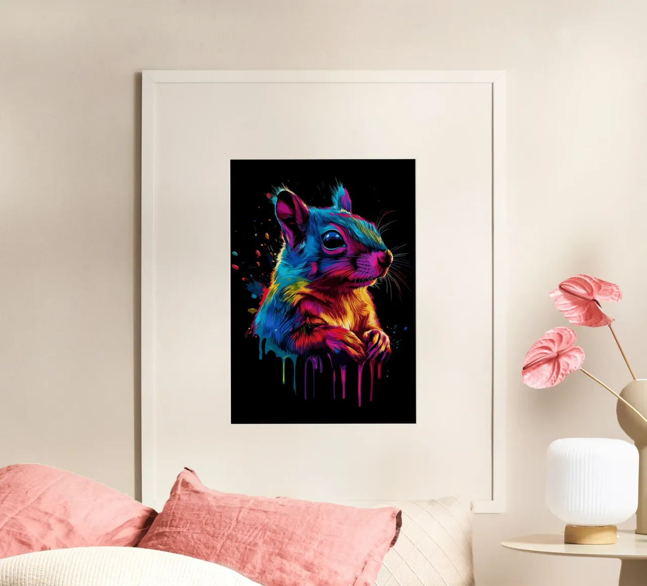 Scoiattolo variopinto in una frenesia di colori carta hahnemühle da pixelbull - medieval art and more