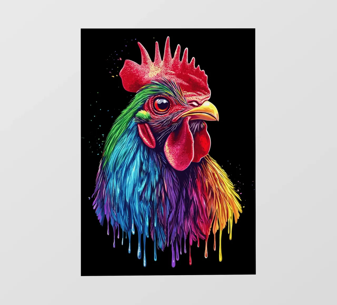 Rodilandro rosso con piume arcobaleno pellicola backlit da pixelbull - medieval art and more